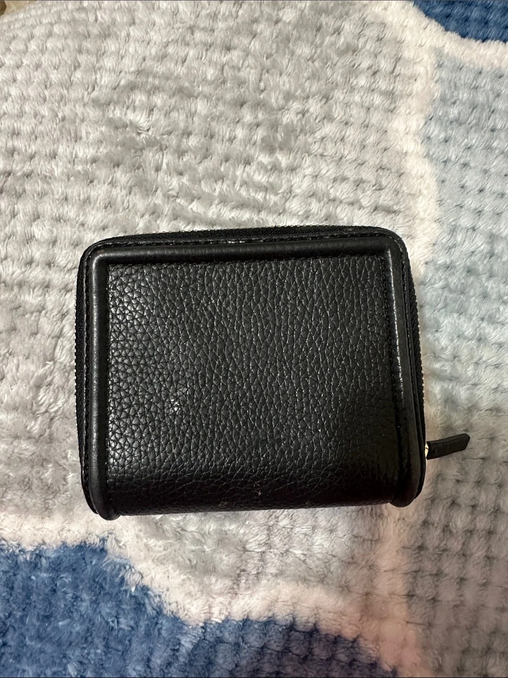 Tory Burch Black Pebbled Leather Zip Wallet